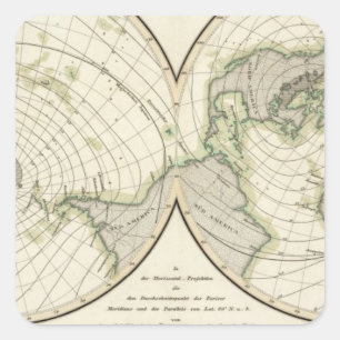 Wereld-isodynamische lijnen vierkante sticker
