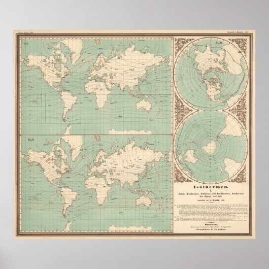  Wereld Isothermkaart (1850) Poster (Voorkant)