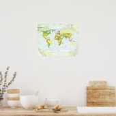 wereld+kaart+globe+land+atlas poster (Keuken)