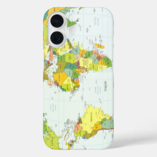 wereld+kaart+wereldbol+land+atlas iPhone 16 hoesje