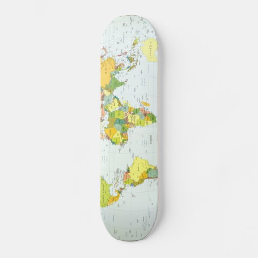 wereld+kaart+wereldbol+land+atlas skateboard (Voorkant)