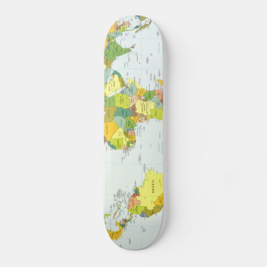 wereld+kaart+wereldbol+land+atlas skateboard (Voorkant)