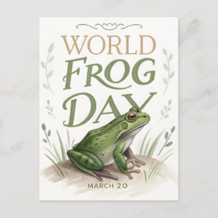 Wereld Kikkers Dag Watercolor Natuur Kunst Feestdagenkaart