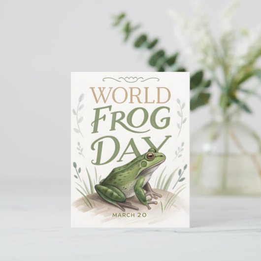 Wereld Kikkers Dag Waterverf Natuur Kunst Briefkaart (Staand voorkant)