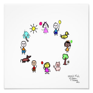 Wereld Kinder Foto Afdruk