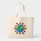 Wereld Kinder Grote Tote Bag (Voorkant)