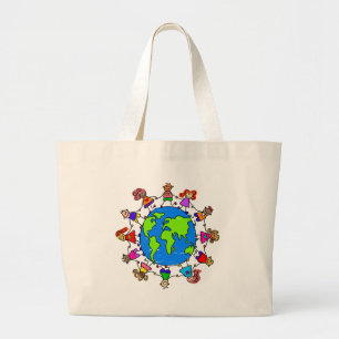 Wereld Kinder Grote Tote Bag