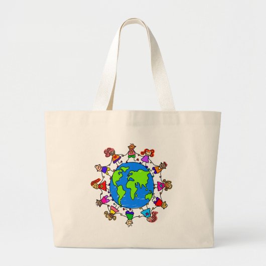 Wereld Kinder Grote Tote Bag (Voorkant)