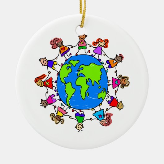 Wereld Kinder Keramisch Ornament (Voorkant)