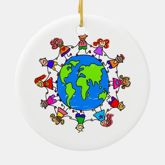 Wereld Kinder Keramisch Ornament (Achterkant)