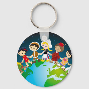 Wereld kinders sleutelhanger