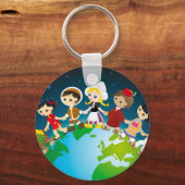 Wereld kinders sleutelhanger (Voorkant)