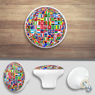 Wereld Land Vlag Kast Lade Knop Trek