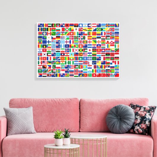 Wereld Landen Vlaggen Stretched Canvas Afdruk (Insitu (Woonkamer))