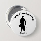 Wereld-leidingdag-Button - Silhouette Plumber Ronde Button 7,6 Cm (Voorkant /achterkant)