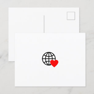 Wereld Liefde Bol Icon   Hart Aarde Zomer Design Briefkaart