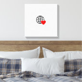 Wereld Liefde Bol Icon | Hart Aarde Zomer Design Canvas Afdruk (Insitu (Slaapkamer))