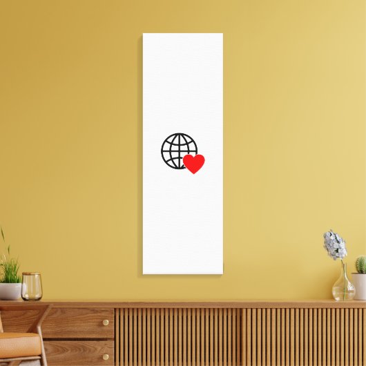Wereld Liefde Bol Icon | Hart Aarde Zomer Design Canvas Afdruk (Insitu (Woonkamer))