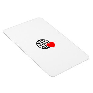 Wereld Liefde Bol Icon   Hart Aarde Zomer Design Magneet