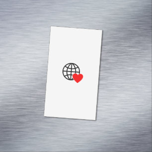 Wereld Liefde Bol Icon   Hart Aarde Zomer Design Magnetisch Visitekaartje