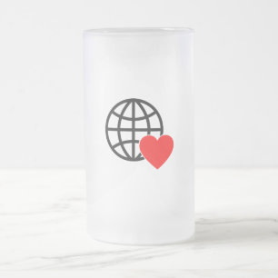 Wereld Liefde Bol Icon   Hart Aarde Zomer Design Matglas Bierpul