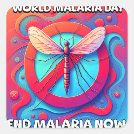 Wereld Malaria Dag - Einde Malaria Nu Vierkante Sticker
