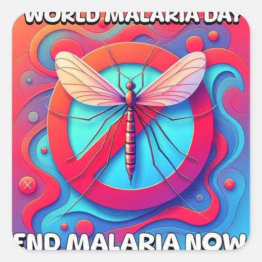 Wereld Malaria Dag - Einde Malaria Nu Vierkante Sticker (Voorkant)