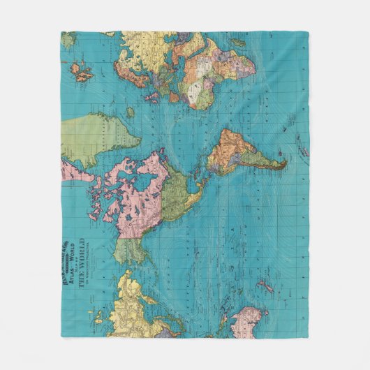 Wereld, Mercator-projectie Fleece Deken (Voorkant)
