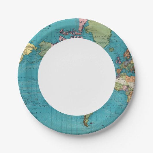 Wereld, Mercator-projectie Papieren Bordje (Voorkant)