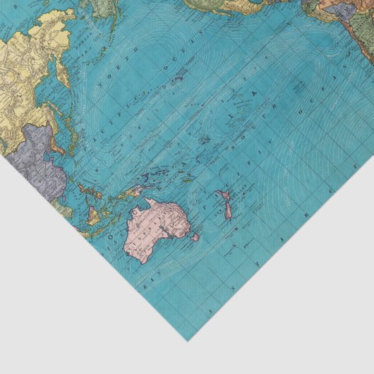 Wereld, Mercator-projectie Tissuepapier (Detail)