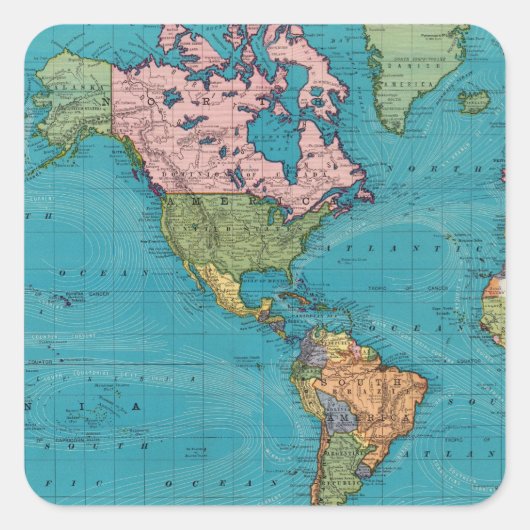 Wereld, Mercator-projectie Vierkante Sticker (Voorkant)