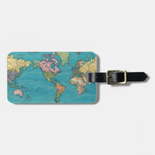 Wereld, Mercator's projectie. Bagagelabel