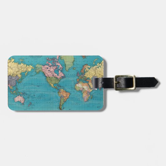 Wereld, Mercator's projectie. Bagagelabel (Voorkant horizontaal)