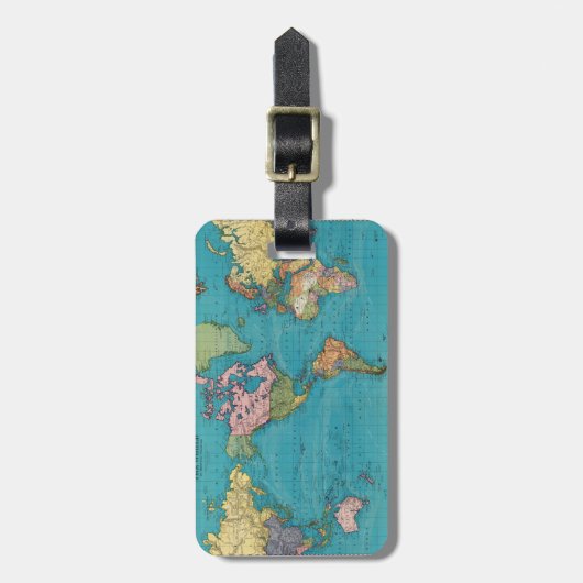 Wereld, Mercator's projectie. Bagagelabel (Voorkant verticaal)