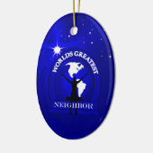 Wereld met kerstversiering uit de grootste buurgro keramisch ornament (Links)