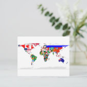 wereld met vlag briefkaart (Staand voorkant)