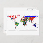 wereld met vlag briefkaart (Voorkant / Achterkant)