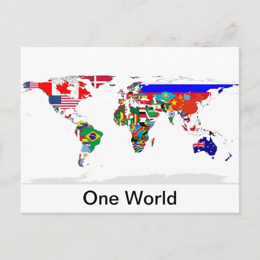 wereld met vlag één briefkaart (Voorkant)