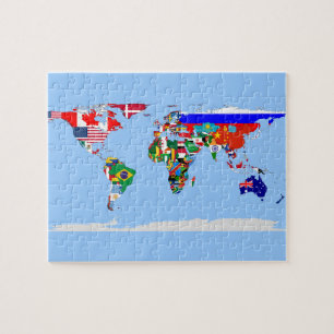 wereld met vlag legpuzzel