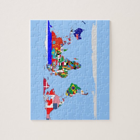 wereld met vlag legpuzzel (Verticaal)