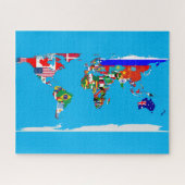 wereld met vlag legpuzzel (Horizontaal)