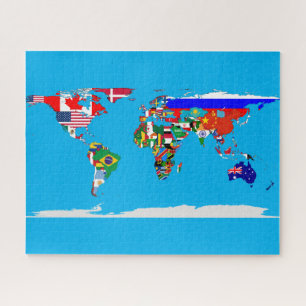 wereld met vlag legpuzzel