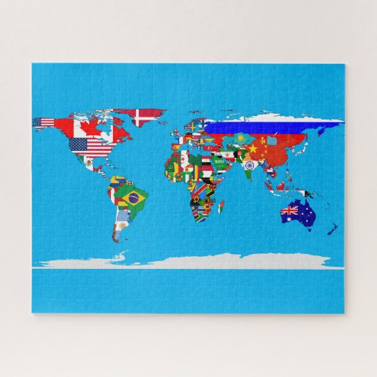 wereld met vlag legpuzzel (Horizontaal)