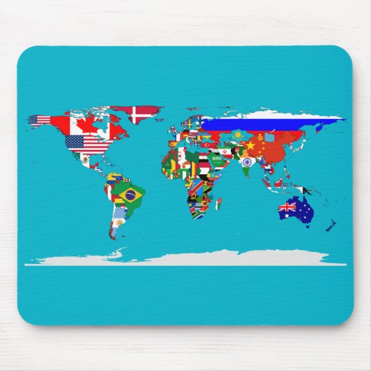 wereld met vlag muismat (Voorkant)