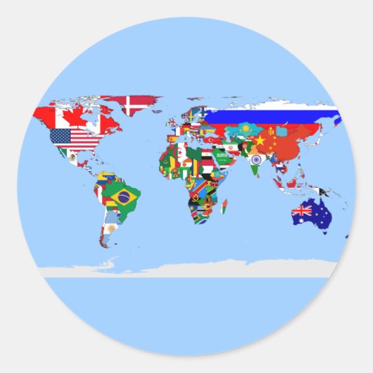 wereld met vlag ronde sticker (Voorkant)