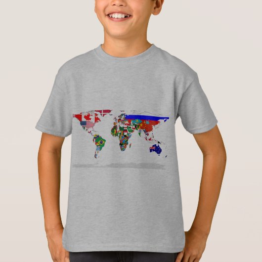wereld met vlag t-shirt (Voorkant)