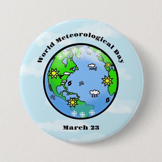 Wereld Meteorologische Dag Button (Voorkant)