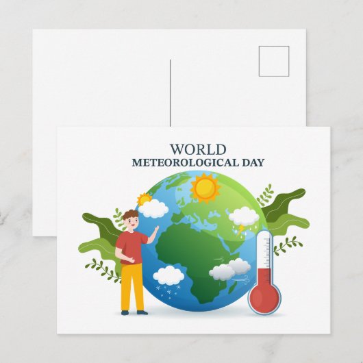 Wereld Meteorologische Dag Feestdagenkaart (Voorkant / Achterkant)