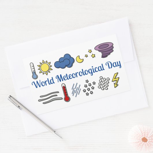 Wereld Meteorologische Dag Rechthoekige Sticker (Envelop)