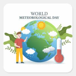 Wereld Meteorologische Dag Vierkante Sticker